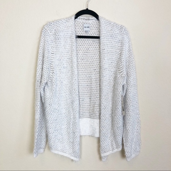 New Nic+Zoe The Right Fluff Eyelash Open Front Cardigan in Neutral Mix - Picture 3 of 10